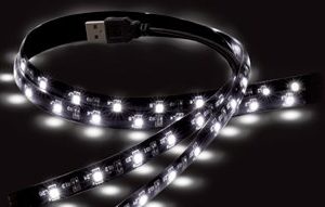 USB MOOD LIGHT PER TV 2 X 19.7" / 50CM LED STRIPS - 50 LED BIANCHI. ALIMENTATE DALLA PORTA USB DEL TV-0