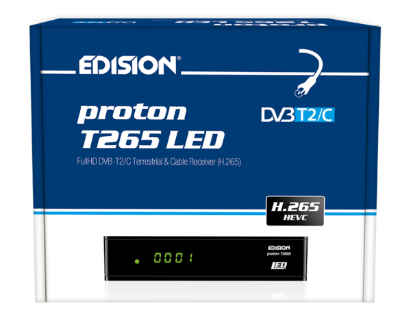 EDISION proton T265 LED DVB-T2 HD a, 265 HEVC Full HD Hybrid FTA ricevitore HDTV DVB-T2/C (display, HDMI, SCART, S/PDIF, USB 2,0) -0